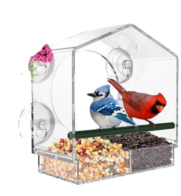 China Modern High Quality Acrylic Squirrel Proof Bird Feeders Hanging Bird Feeder With Sucker Cups for sale