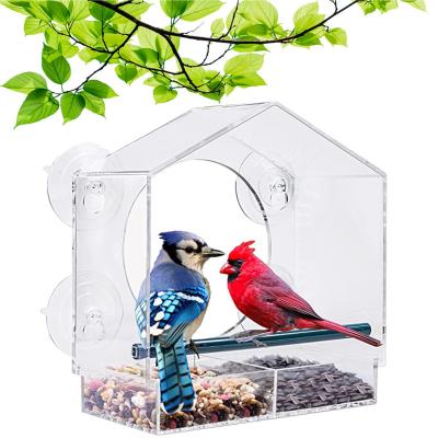 China Easy Install Popular Sale Clear Vision Window Bird Feeder Outdoor Waterproof Easy Use Aviary Bird Feeder for sale