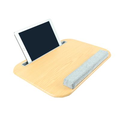 China Universal Bamboo Lap Desk Laptop Desk for Laptop Built in Device Ledge Pen and Phone Holder for sale