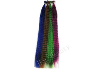 China Striped Straight Colored Synthetic Plume Feather Hair Extensions for Lady zu verkaufen