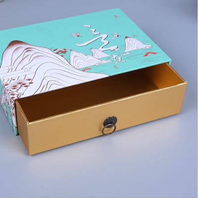 China Recycled Materials Logo Hard Rigid Custom Promotional Cardboard Embossed Slip Box Gift Paper Drawer Packaging Box for sale