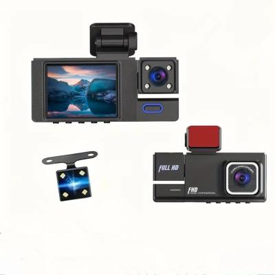 China New high-definition driving recorder with front, interior, and rear three lens in car DVR cycle recording and reverse image None for sale