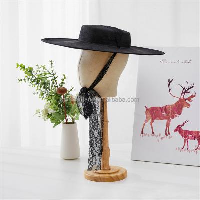 China European and American style flat surface large brim lace up clip canvas top cap for wedding photography and DIY for sale