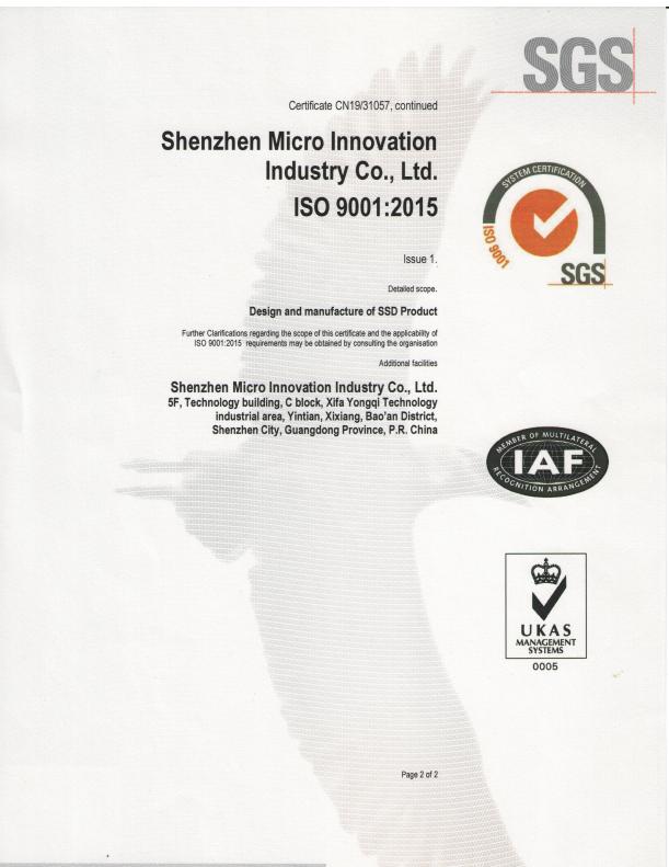 ISO9001 - Shenzhen Micro Innovation Industry Co., Ltd.