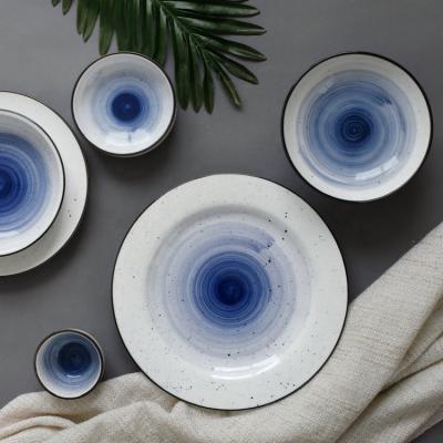 China Viable Dappled Spiral Restaurant Porcelain Handmade Ceramic Dinner Dishes For Wedding for sale