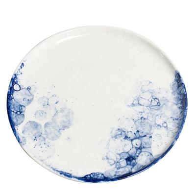 China Unique Morden Viable Style Ink Painting Chinese Dinnerware Dinnerware Porcelain Serving Round Dishes for sale