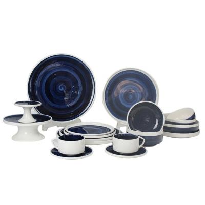 China Sustainable China Housewares Blue Under Glazed High Grade 32 Pcs Porcelain Dinner Set For Wedding for sale