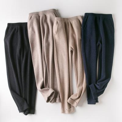 China Anti-Wrinkle New Arrivals Spring 100 Quality Cashmere High Waist Woman Long Knit Pants Trousers Blouse for sale