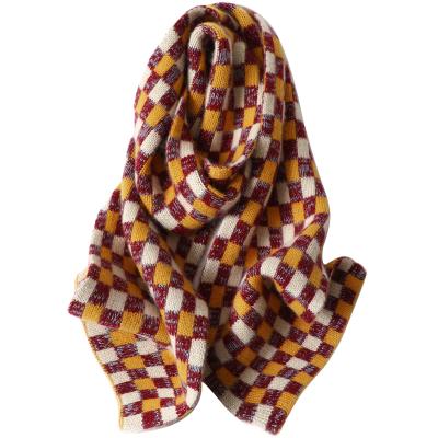 China Wholesale 100% cashmere plaid customized 100% knitted cashmere scarf unisex for women and men for sale