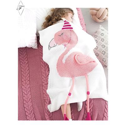 China Square Fonda Anti-static Cotton Knitted Baby Blanket Cute Cartoon Custom Knitting Blanket for sale