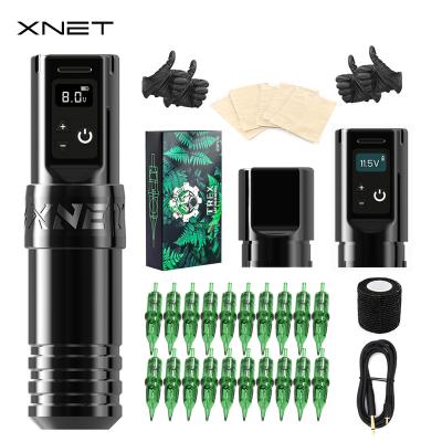 China Professional Alloy XNET Digital Wireless Rotary Tattoo Machine Pen Kits Set With Tattoo Aluminum Cartridge For Artist Permanent Makeup for sale