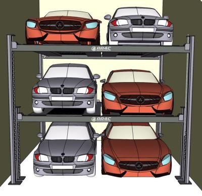 China AA4C grande+pequeno 8 Postos 6 carros Elevador de estacionamento 2+2 triplo elevador de estacionamento automático Sistema de estacionamento automático Sistema de armazenamento de carros à venda