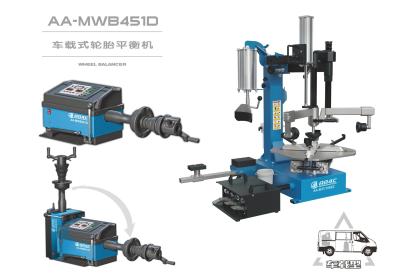 China AA4C mobile tire changer&wheel balancer combo installed in vans  AA-MWB451D+AA-MTC106EZ low profile tire changer in vans for sale