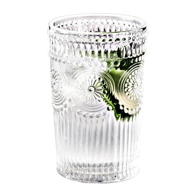 China Retro Minimalist Embossed Glass Drink Mug for sale