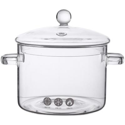 China Viable Large Size Double-ear Kitchen Pots Borosilicate Clear Pyrex Glass Cooking Pot for sale