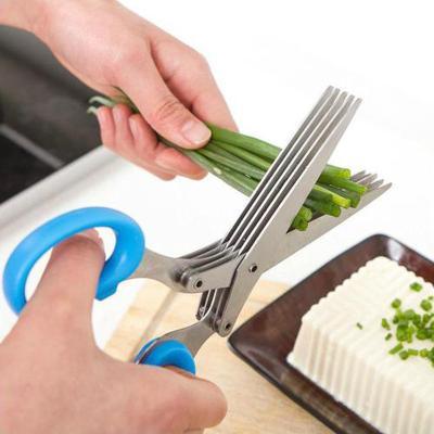 China Multilayer Safe Multipurpose Kitchen Scissors Kitchen Instrument Dishwasher Cutting Shear Scissors Set with 5 Blades and Covers for sale