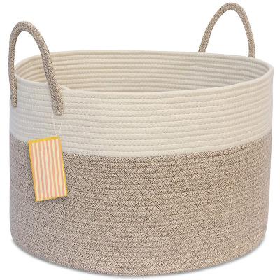 China Large Cotton Rope Sustainable Laundry Hamper Woven Hamper with Handles Baby Nursery Bin for Home Decor and Organization for sale