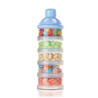 China Cheap 5 Compartments Drip Free Stackable Smart Baby Milk Powder Travel Storage Container Baby Milk Powder Formula Feeding Dispenser for sale