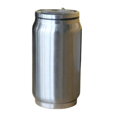 China Hot Sales 350ml 500ml PORTABLE Stainless Steel Cola Cans Tumbler With Flip-Up Straw for sale