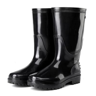 China Oil Alkali Acid Slip Water Chemical Resistant Black Water Proof Anti Slip PVC Boots Very Cheap Safety Non Glisten PVC Rain Boots For Men for sale