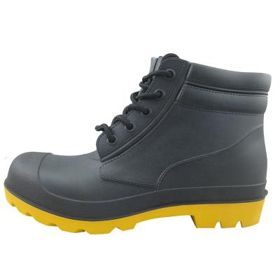 China CE Steel Acid Alkali Steel Toe Oil Resistant Steel Toe Plate Men Ankle PVC Safety Rain Boots Waterproof Steel Shoes for sale