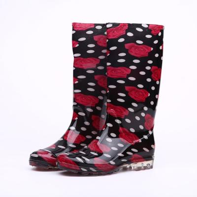 China Trendy Fashion Trend Knee High Oil Safety Lady Rain Boots Women PVC Anti Slip Resistant Waterproof Lightweight Non Slip for sale