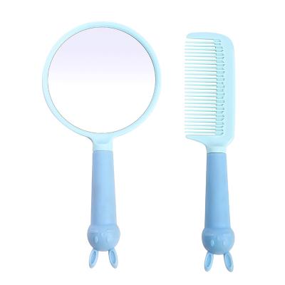 China Cute Home Cartoon Make Up Handheld Plastic Mirror Brush Comb And Mirror Set for sale