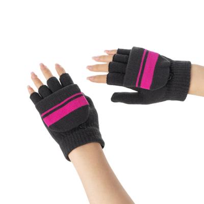 China Hot Selling Striped Winter Autumn Touch Screen Half Finger One Size Fit All Fingerless Gloves For Women And Men for sale