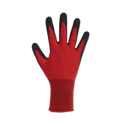 China Work Gloves Anti Slip Abrasion Resistant Latex Coated Polyester 13gauge Knit Shell Machine Latex Working Gloves for sale