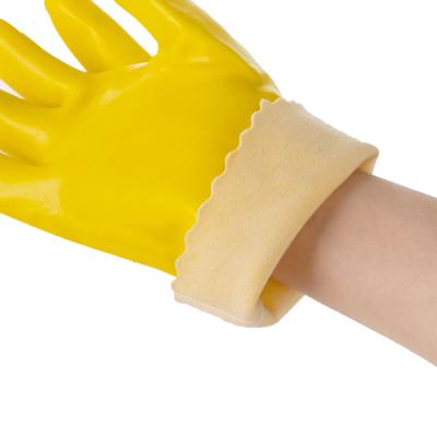 China Wholesale Cotton Lined Industrial Work Gloves Gauntlet PVC Gloves For Fishing Industry for sale