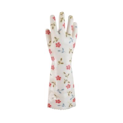 China Water Proof/100%cotton Food Safety Full PVC Coating Flower Pattern Antibacterial Shell Household Food Contact Sleeves Antibacterial Cleaning Gloves Long for sale