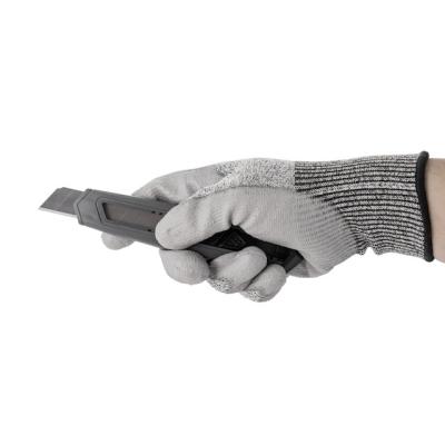 China Anti Cut 13gauge Anti Slip Knit Shell Thick PU Coated ANSI Level A2 Anti Cut Cut Resistant Gloves For Safety Work for sale