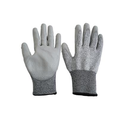 China Glass Netting Cut Heavy Duty Working Gloves PU Coated Anti Cut Fiberglass Safety Hand Protection Compatible Touch Screen Gloves for sale