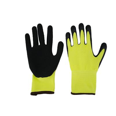 China Gardening Automotive Mechanics Assembling Large Handle Anti Slip Construction Carrying Fluorescence Shell Sponge Rubber Gloves Hand Coated Working Gardening Gloves Performance Rubber Construction for sale