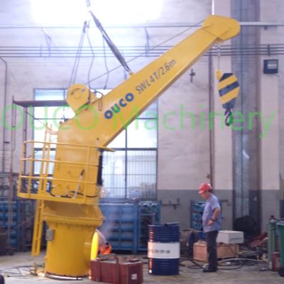 China Fixed Boom 4T Pedestal 2.6M Jib Ship Deck Cranes for sale