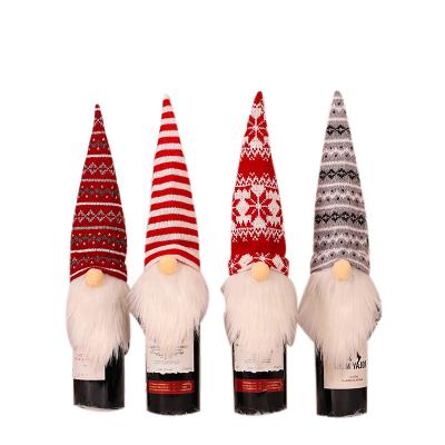 China Eco-friendly Practical Woven Home Christmas Snowman Wine Bottle Santa Claus Wine Bottle Cover Family Dining Table Wine Bag Party Ornament for sale