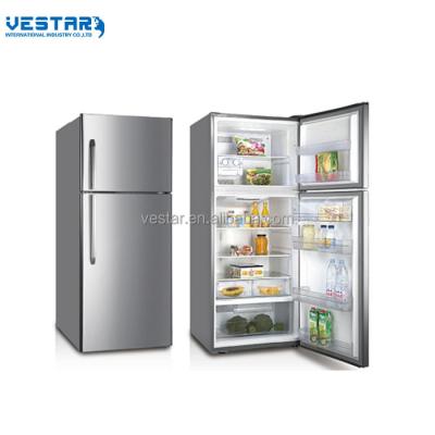 China COMPRESSOR Double Door With External Handle Silver Color Free Standing Refrigerator Cheap Wholesale for sale