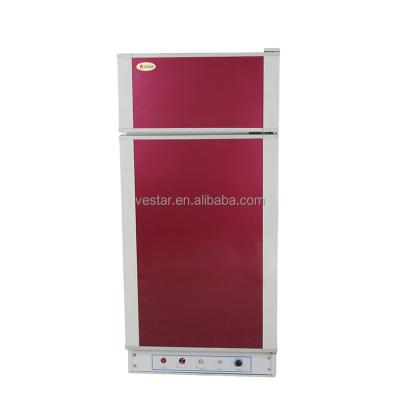 China LPG & 220V Red Color Double Door 220 LPG Head Manual Defrost Top Mounted Gas Fridge for sale