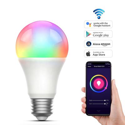 China Tuya Google home Alexa 9W/10W E26 E27 home light bulb residential smart bombilla Dimmable WiFi RGB LED smart WIFI bulb for sale