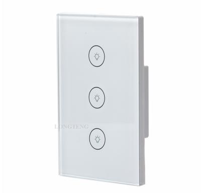 China 1/2/3Gang Wifi Wall Touch Lamp Switch 1/2/3 Strip Glass Panel Switch Tuya Switch Black/White For Smart Home for sale