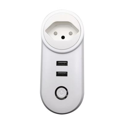 China Wholesale Smart Life Wifi Lonten Outlet Plug Voltage Protector 2USB Wall Safe WiFi Remote Control Type Smart Plug for sale