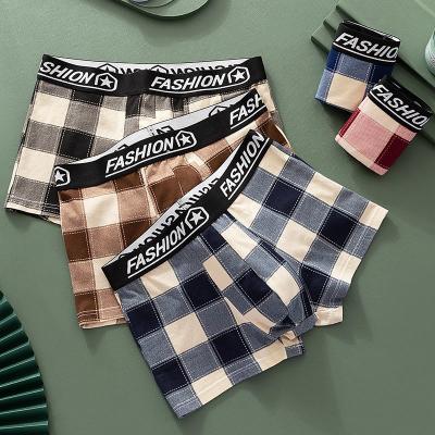 China Ladymate Underwear ODM/OEM Ropa Para Men's Viable Inner Men's 4pcs Printed Letter-printed Plaid Stripe Boxer Briefs Elastic Briefs Hombre for sale