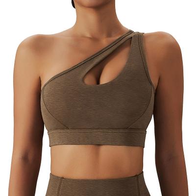 China Sweat-Wicking Women's Lightweight Compression Support Single Shoulder Sports Bra for sale