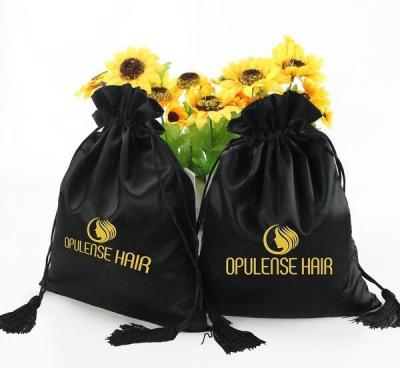 China Recyclable Custom Print Satin Hair Bundles Wig Bag With Logo Silk Packaging Bag for sale