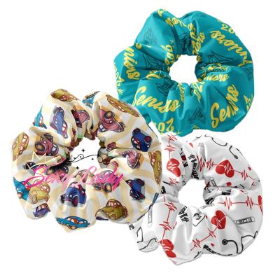 China Fashionable custom logo hair scrunchies elastic hair band 100% silk satin dyed knotting rubber hair bands for sale