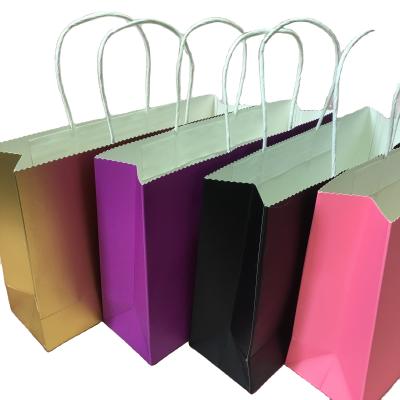 China Flower Grocery Recyclable Custom Brown Paper Bag With Handles for sale