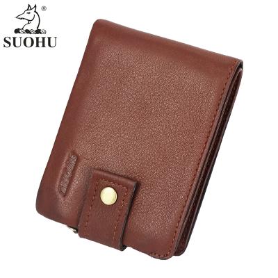 China Custom RFID Wallets Leather Vintage Leather Billetera De Hombre Geuine Men's Short Wallet For Men for sale