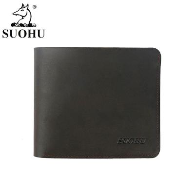 China Crazy Horse Men's Short Leather Wallet Business Casual RFID Wallet Purse Card Holder Custom Wallet For Male for sale