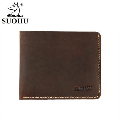 China SUOHU RFID in Crazy Horse Leather Rfid Wallet Billetera De Hombre Genuine Leather Wallet Short Stock for sale