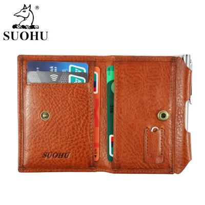 China SUOHU Vintage In Stock Card Holder Slim Logo Slim Credit Card Holder Wallet Genuine Leather Rfid Card Holder for sale